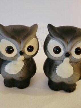 Vintage Owl Salt and Pepper Shakers, Anthropomorphic, Made in Japan, Kitschy